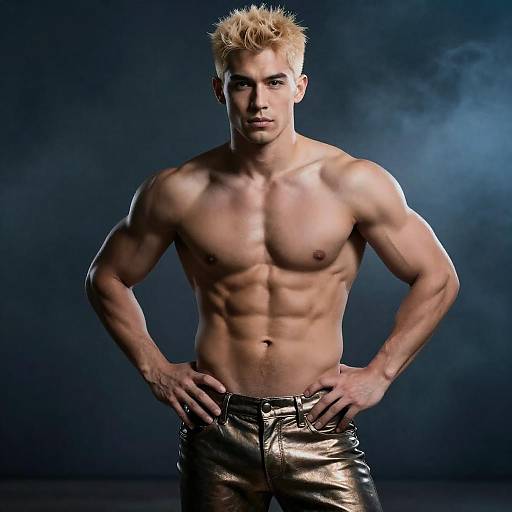 Confident Muscular Man in Dramatic Lighting