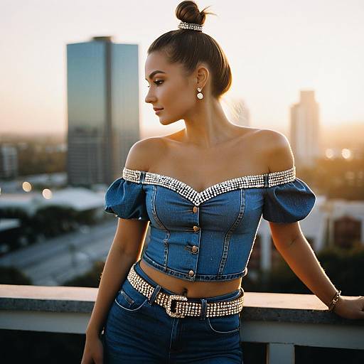 Glamorous Pear-Shaped Woman in Denim