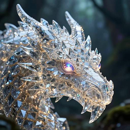 Glowing Crystal Dragon Head Close-Up