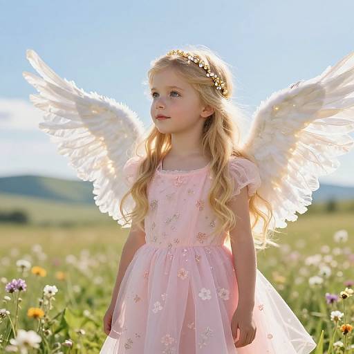 Ethereal Angelic Girl in Meadow