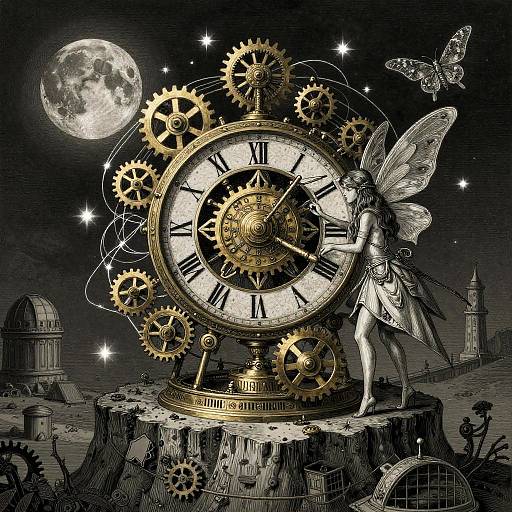 Steampunk Clockwork Fae in Observatory