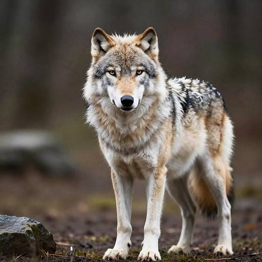 Arctic Wolf Standing in Forest