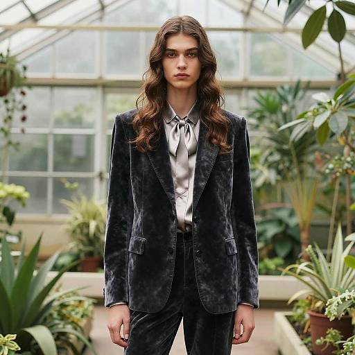 Long Mullet Androgynous Velvet Suit Editorial