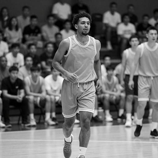 Intense Black-and-White Basketball Action