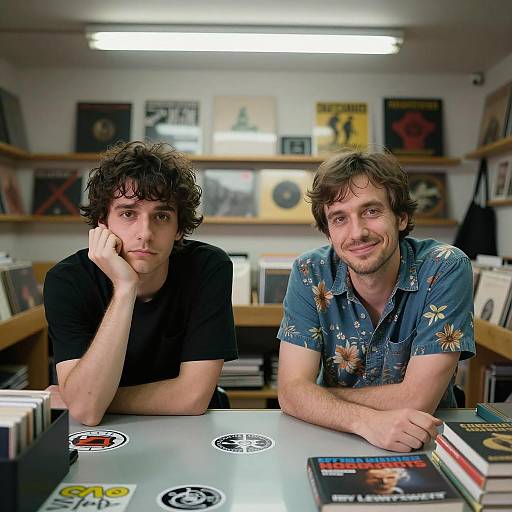Two Men in a Record Store Scene