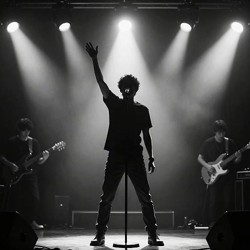 Dramatic Black-and-White Stage Performance