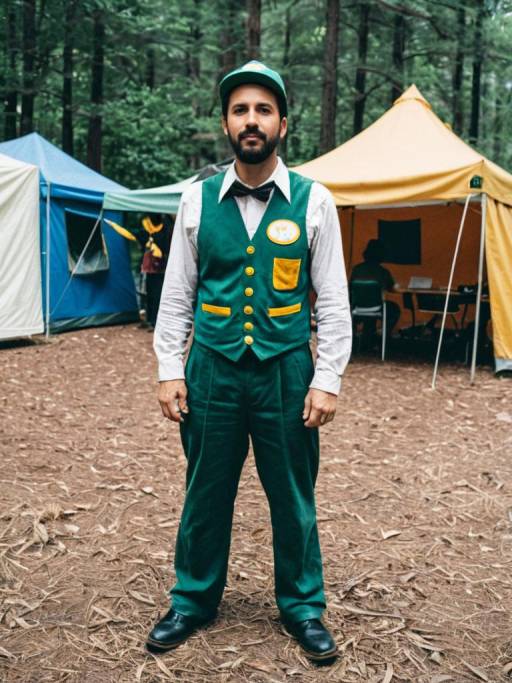 Man in Counselor Camp Costume at Outdoor Festival