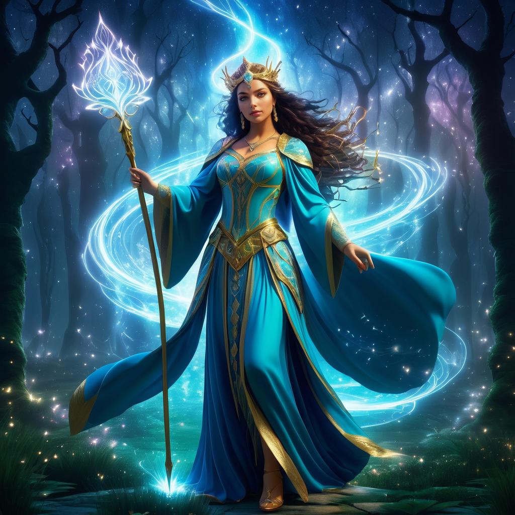 Majestic Sorceress in Mystical Glade