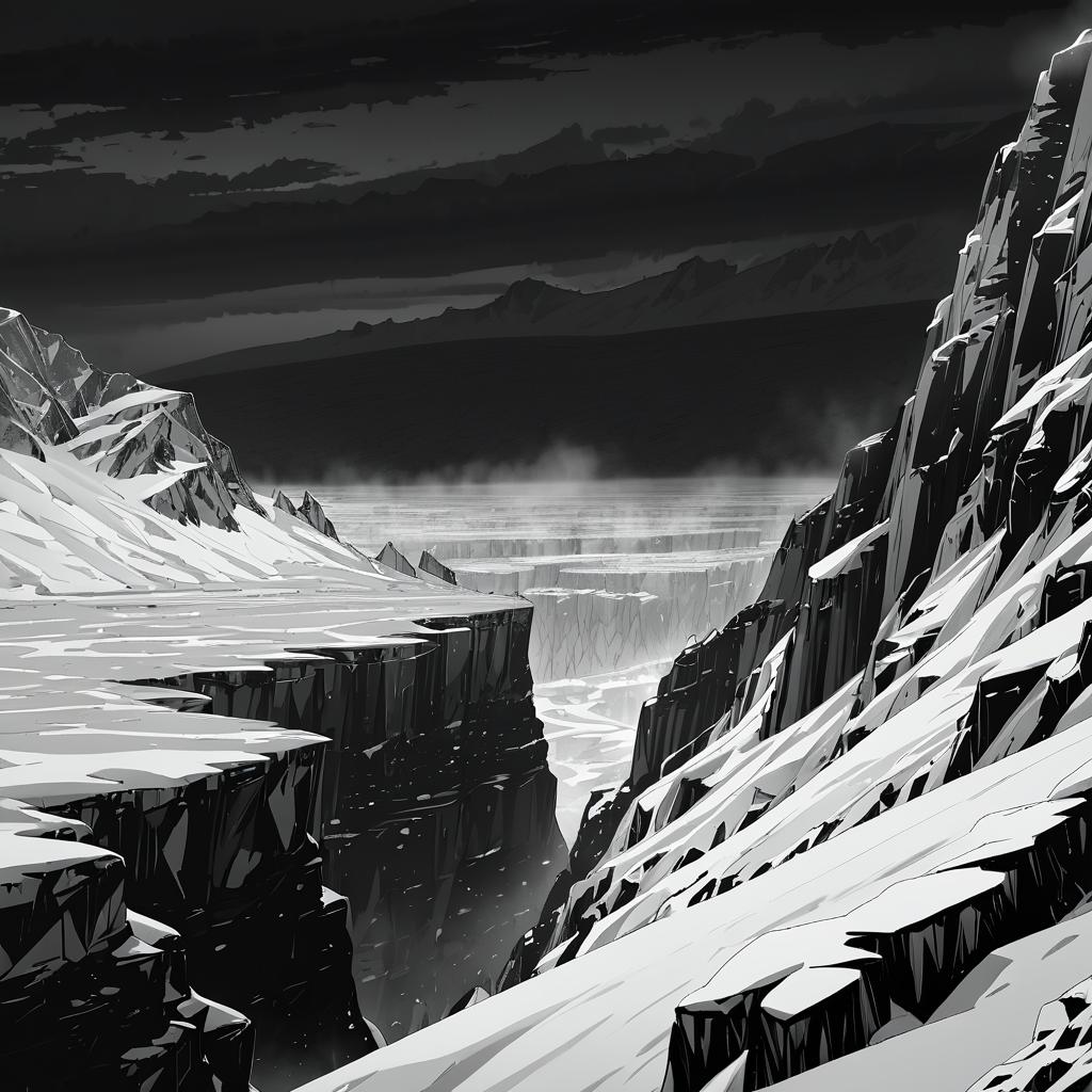 Dramatic Greyscale Boreal Ice Ridge