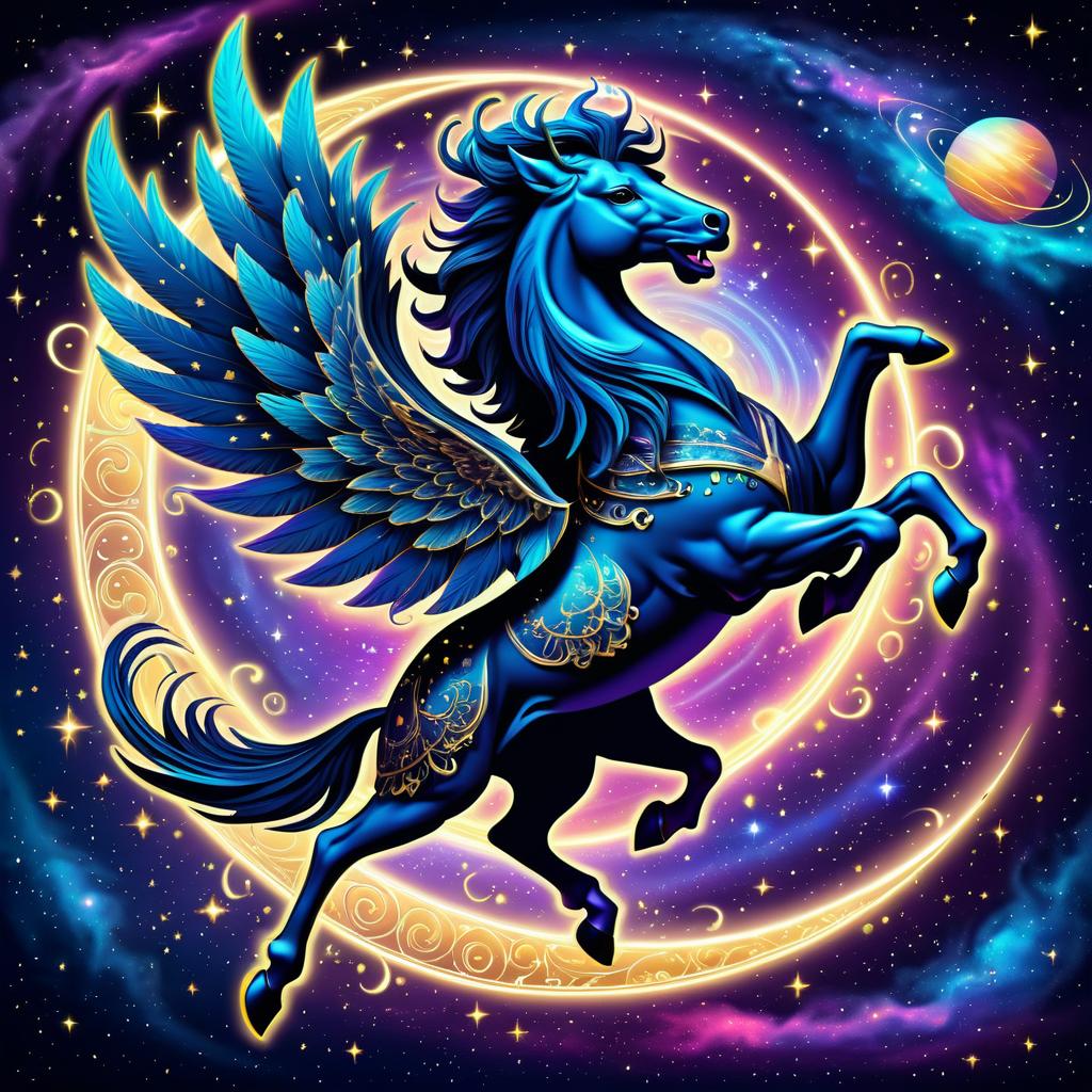 Cosmic Baroque Mythical Creature Illustration