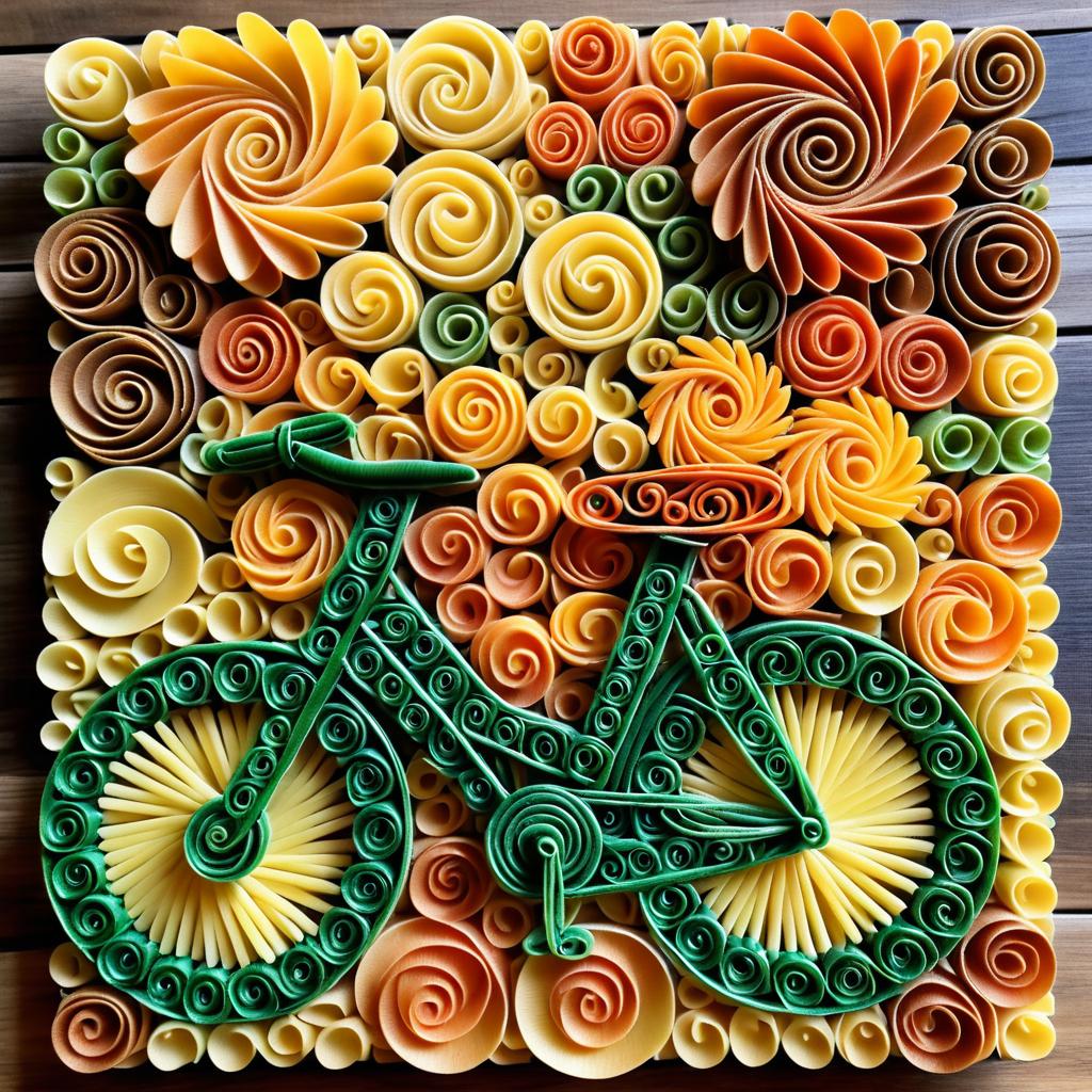 Artistic Bicycle Made of Pasta Mosaic