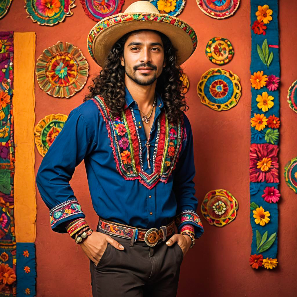 Vibrant Mexican Man in Traditional Attire