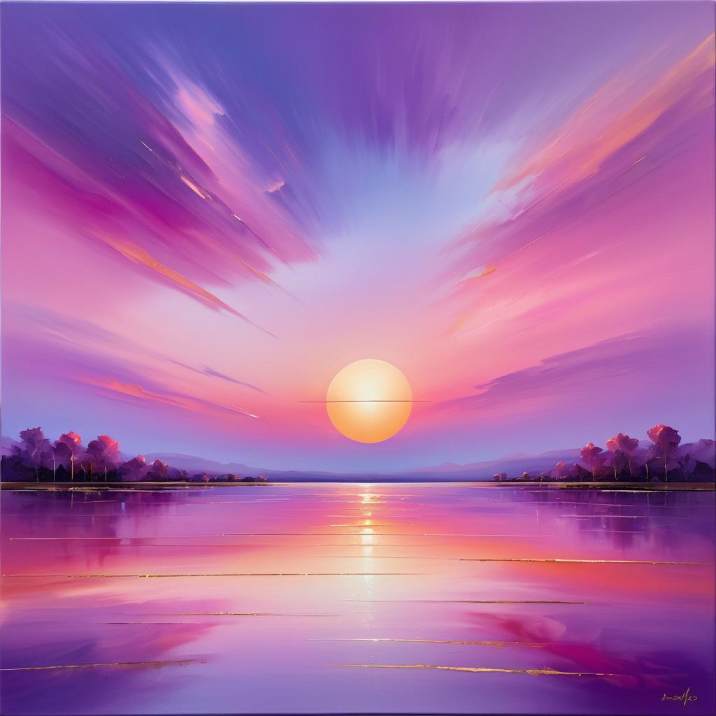 Serene Twilight Abstract Oil Painting