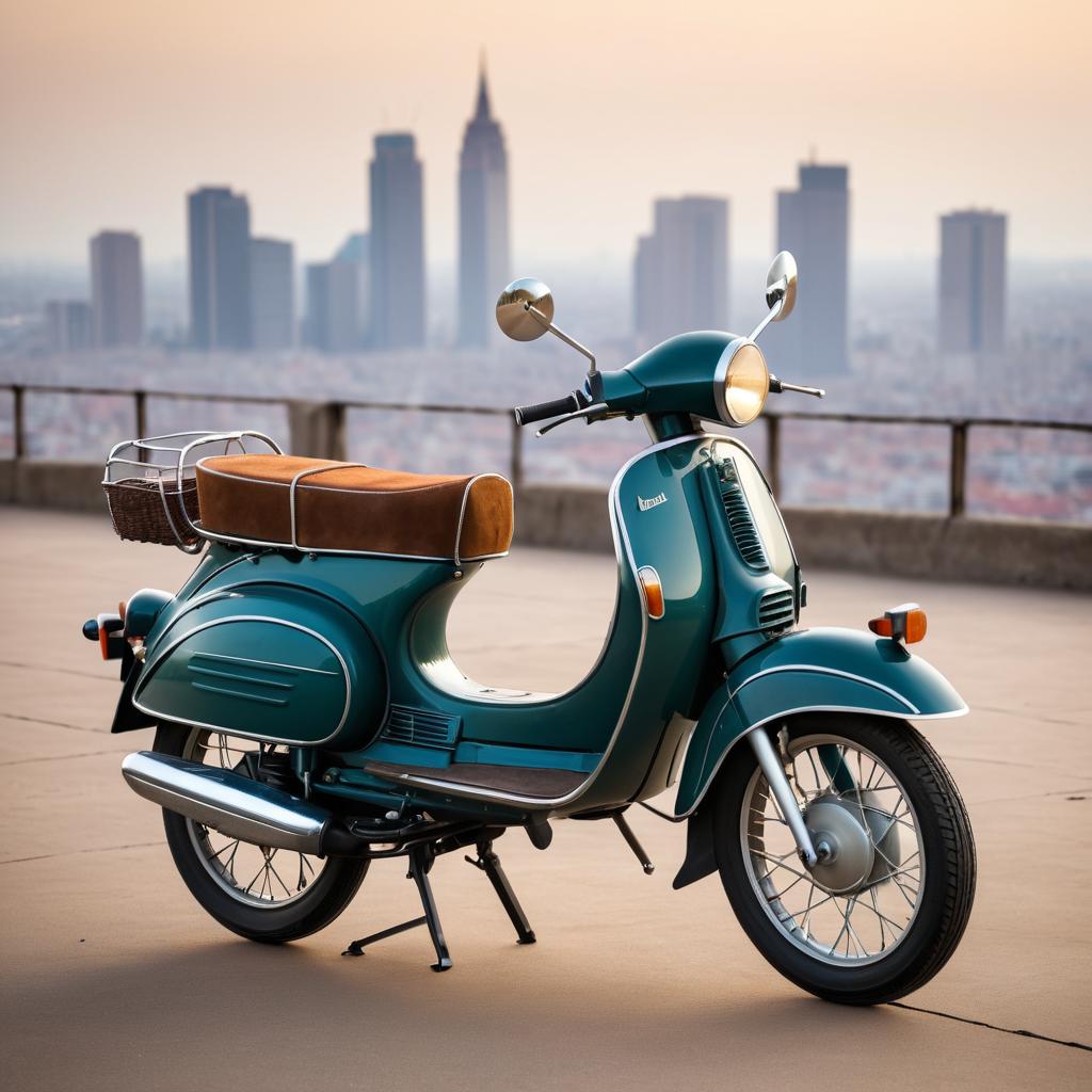 Charming Vintage Moped Against Skyline