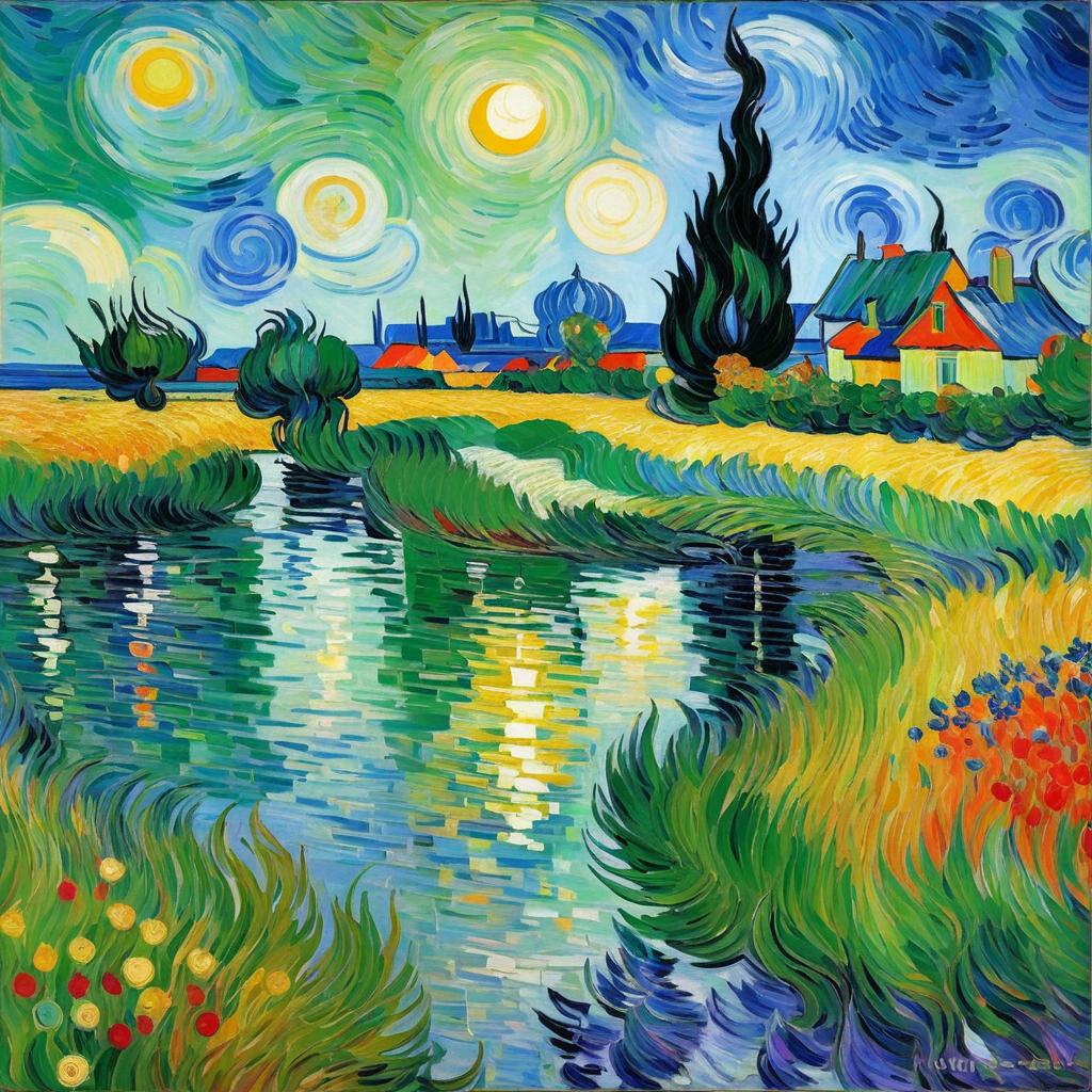 Surreal Dreamscape: Van Gogh Meets Monet