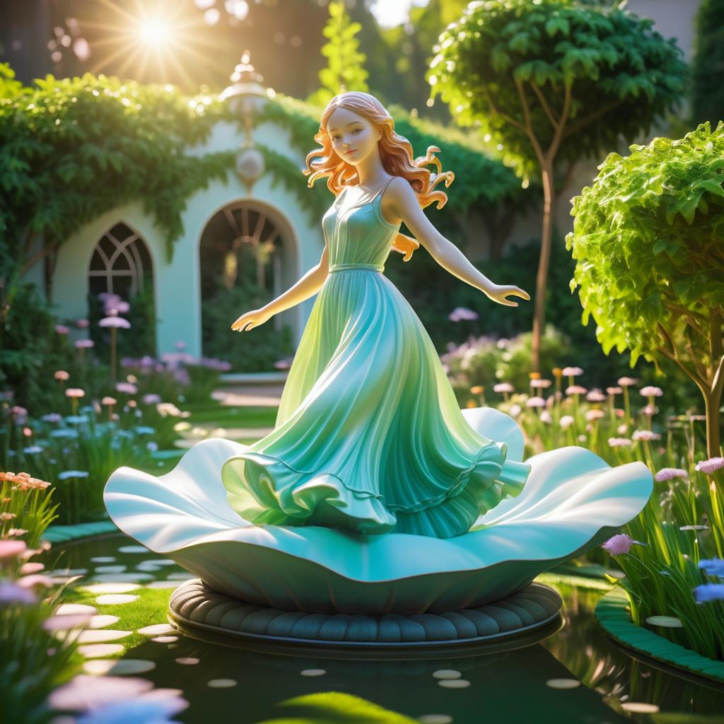 Whimsical Garden Statue of a Young Girl