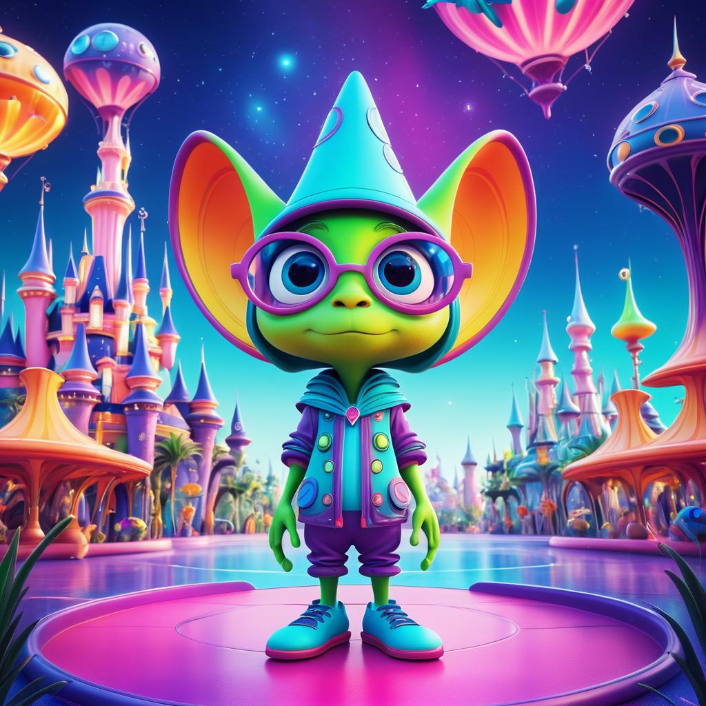 Vibrant Fantasy Alien in Whimsical Park