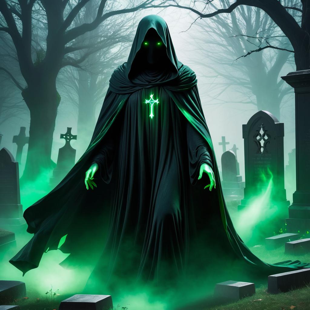 Eerie Wraith in a Haunted Graveyard