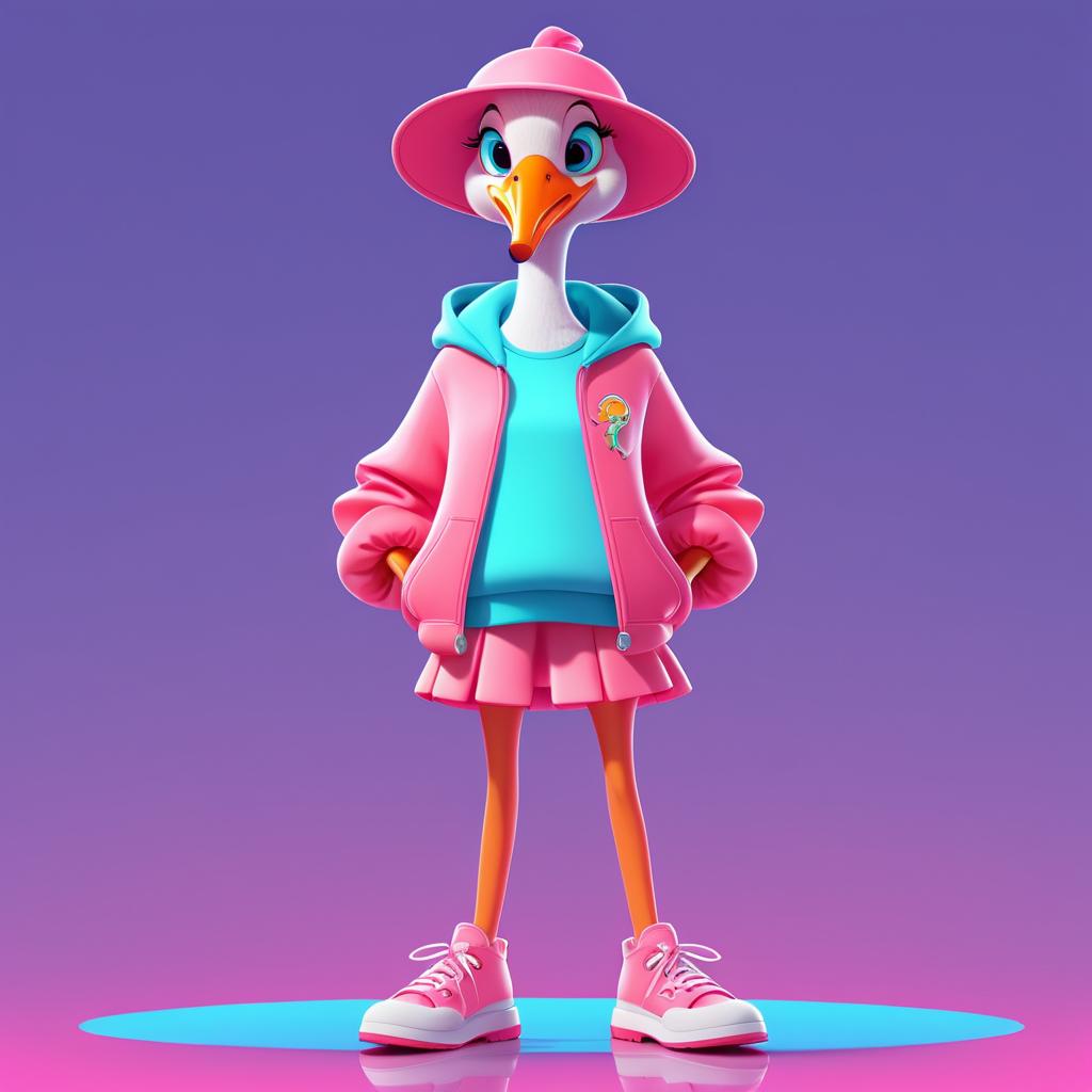 Stylish Teen Flamingo Character Concept