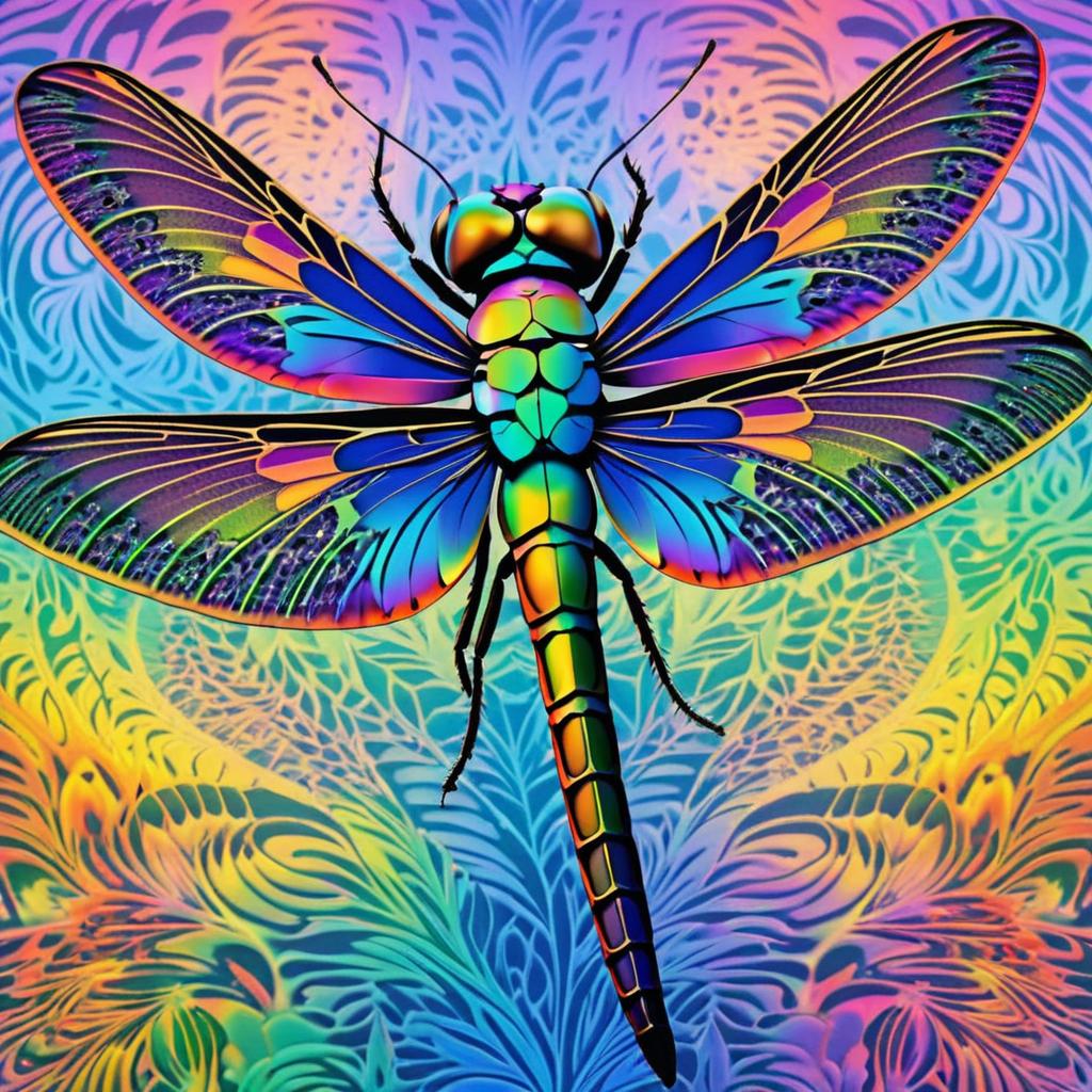 Vibrant Psychedelic Dragonfly Art