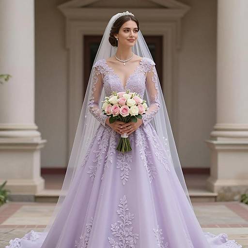 Elegant Lavender Wedding Photo with Model