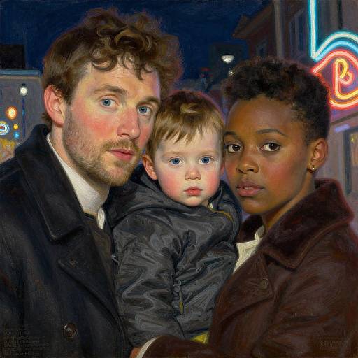 Winter Family Portrait in Neon Light