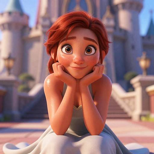 Ultra-Realistic Redhead Woman in Fantasy Castle