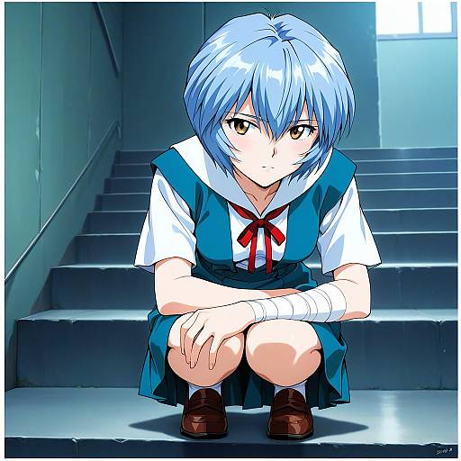 Ayanami Rei: 90s Anime Style Screencap