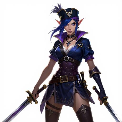 Female Elf Assassin in Pirate Attire