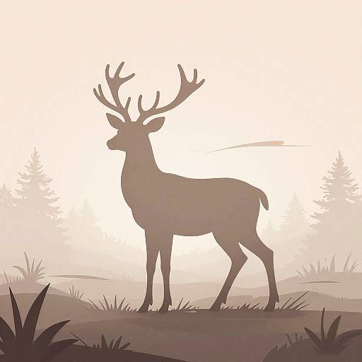 Stylized Gentle Deer Silhouette