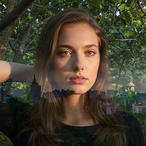 Ethereal Double Exposure Woman Portrait