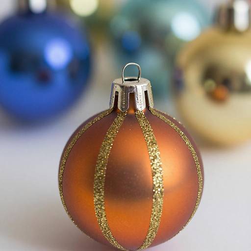 Orange Christmas Ornament with Gold Glitter Stripes