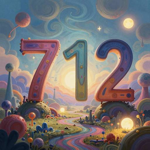 Surreal Dreamscape with Giant Numbers