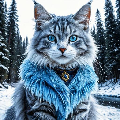 Elegant Ice Warrior She-Cat Portrait Elegant Ice Warrior She-Cat Portrait