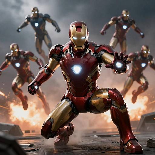 Iron Man in Dynamic Battle Stance