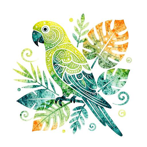 Intricate Parrot Silhouette Illustration