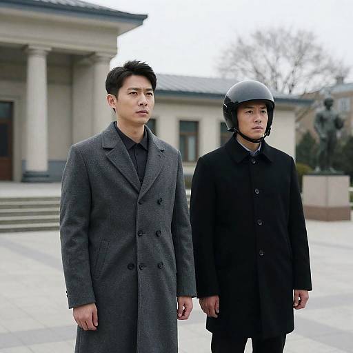 Two Men in Courtyard with Columns