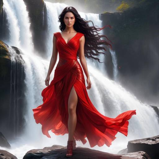 Confident Warrior Woman in Fiery Red Confident Warrior Woman in Fiery Red