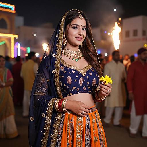 Photorealistic Rajasthani Woman at Diwali Festival