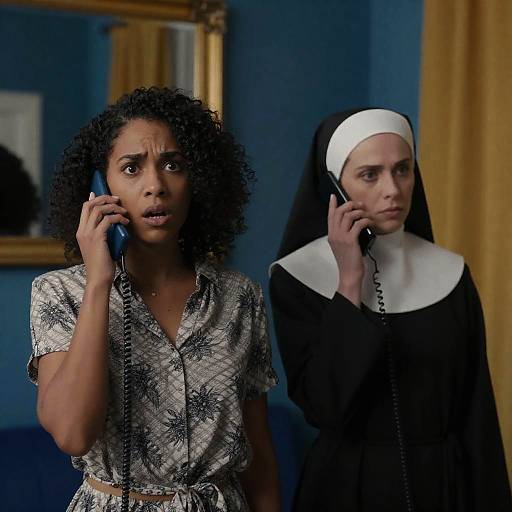 Surprised Woman and Focused Nun Portrait