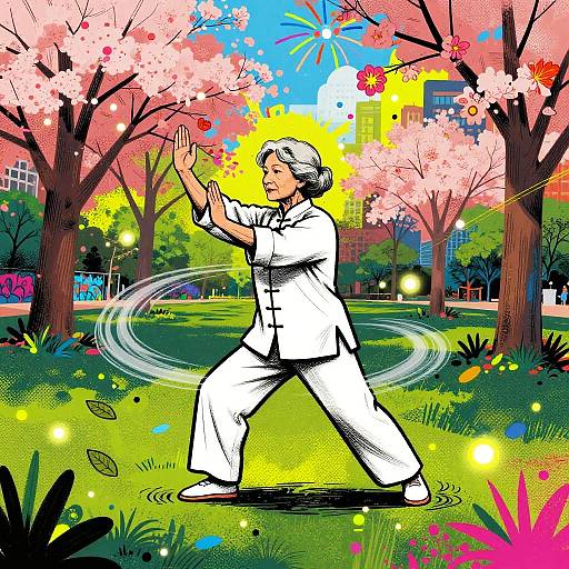Bold Senior Woman Tai Chi Mural