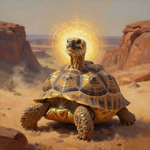 Elderly Tortoise Sage in Desert