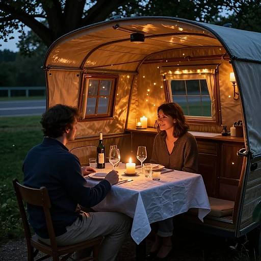 Cosy Candlelit Dinner in Gypsy Caravan
