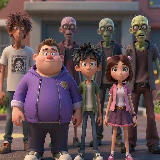 CGI Animated Kids and Zombies Group