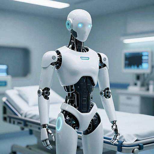 Futuristic Android Medic in Hospital