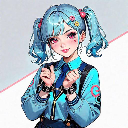 Anime Girl with Smirk and Cuffs
