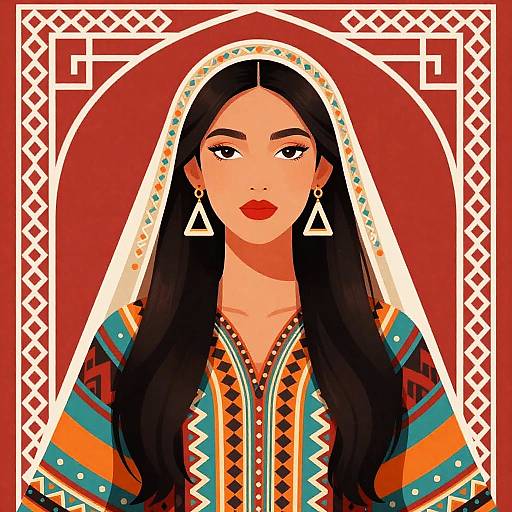 Vibrant Traditional Woman Illustration