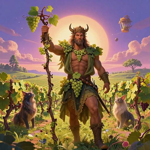 God of Grapes in Magical Vineyard