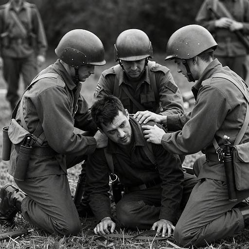 Dramatic Black and White Soldier Scene