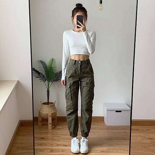 Trendy Woman Posing in Stylish Outfit